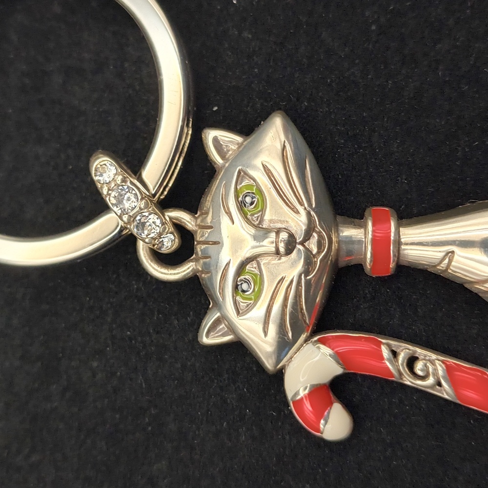 Brighton Candy Cane Cat Key Fob - Picture 2 of 5